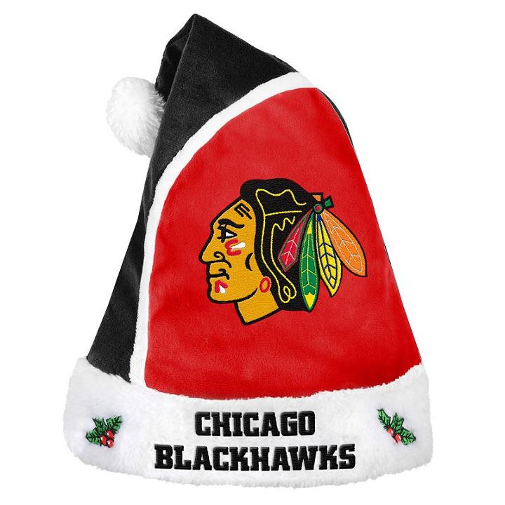 Adult Chicago Blackhawks Santa Hat, Black