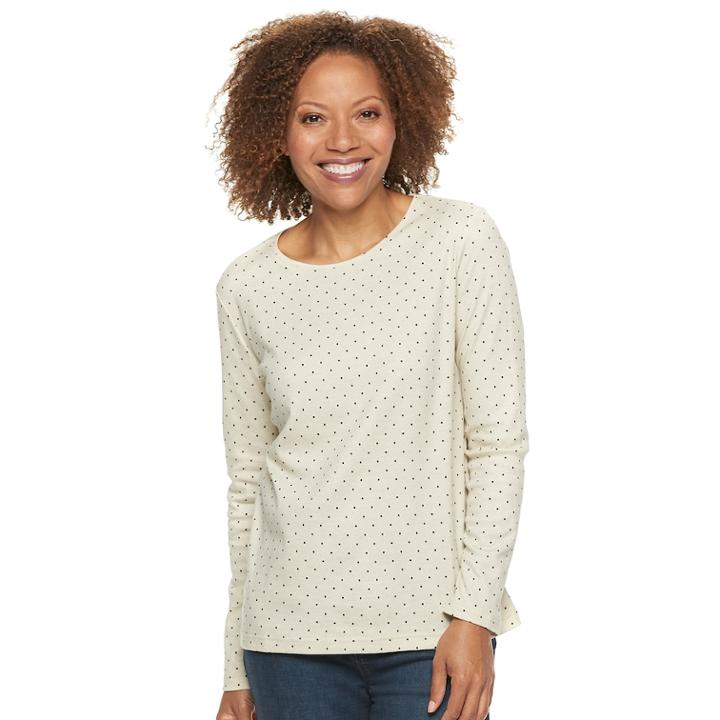 Petite Croft & Barrow&reg; Essential Crewneck Tee, Women's, Size: S Petite, Med Beige