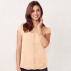 Women's Lc Lauren Conrad Love, Lauren Textured Dot Top, Size: Xl, Lt Beige