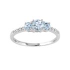 10k White Gold Aquamarine And Diamond Accent 3-stone Ring, Women's, Size: 5, Blue