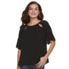 Women's Jennifer Lopez Cutout Crepe Top, Size: Medium, Black