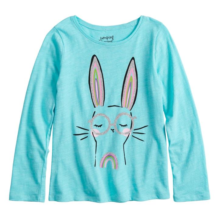 Girls 4-10 Jumping Beans&reg; Slubbed Glitter Graphic Tee, Size: 7, Med Blue