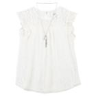 Girls 7-16 Speechless Lace Overlay Tunic Top With Necklace, Size: Medium, White