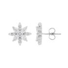 Emotions Sterling Silver Cubic Zirconia Flower Stud Earrings, Women's, White
