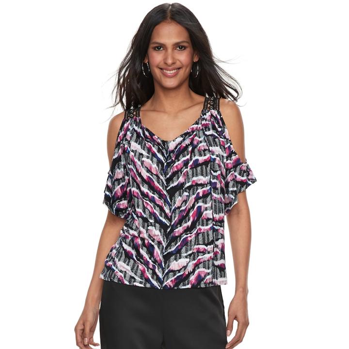 Women's Jennifer Lopez Grommet Cold-shoulder Top, Size: Xs, Pink