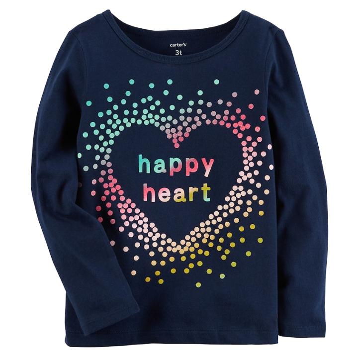 Girls 4-8 Carter's Happy Heart Tee, Size: 6, Blue