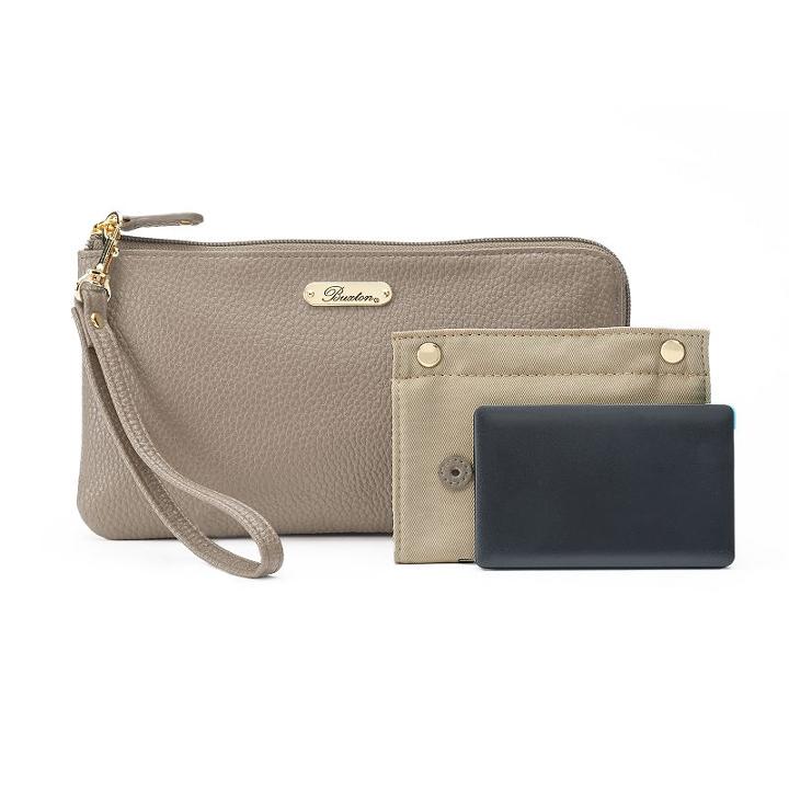 Buxton Rfid-blocking Smartphone Charging L-zip Wristlet, Women's, Beige Oth