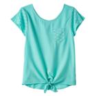 Girls 7-16 So&reg; Crochet Tie-front Top, Girl's, Size: 12, Turquoise/blue (turq/aqua)