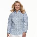 Plus Size Croft & Barrow&reg; Button Front Top, Women's, Size: 1xl, Med Blue