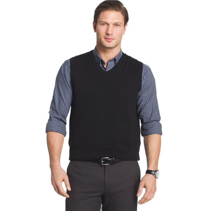 Men's Van Heusen Regular-fit Sweater Vest, Size: Small, Black