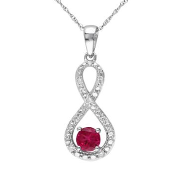 Stella Grace 1/10 Carat T.w. Diamond And Lab-created Ruby 10k White Gold Infinity Drop Pendant Necklace, Women's, Size: 17, Multicolor