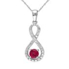Stella Grace 1/10 Carat T.w. Diamond And Lab-created Ruby 10k White Gold Infinity Drop Pendant Necklace, Women's, Size: 17, Multicolor