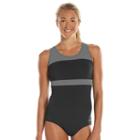 Women's Dolfin Aquashape Conservative Colorblock One-piece Lap Swimsuit, Size: 20 Comp, Grey