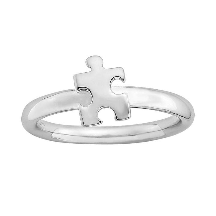 Stacks And Stones Sterling Silver Puzzle Piece Stack Ring, Women's, Size: 5, Grey