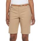 Women's Gloria Vanderbilt Anita Microtech Sateen Bermuda Shorts, Size: 10, Beig/green (beig/khaki)