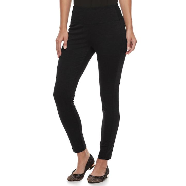 Petite Apt. 9&reg; Tummy-control High-waisted Ponte Leggings, Women's, Size: Pm Short, Black