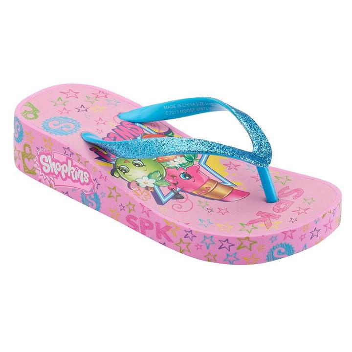 Girls 4-16 Shopkins Lippy Lips, Strawberry Kiss & Apple Blossom Wedge Flip Flops, Girl's, Size: 2-3, Light Pink