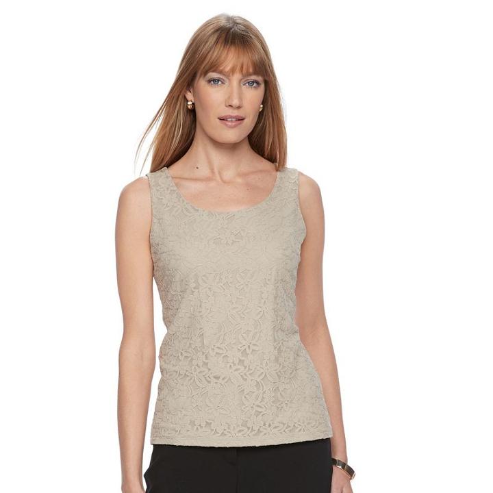 Dana Buchman Essential Lace Tank - Women's, Size: Xl, Med Beige