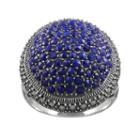 Lavish By Tjm Sterling Silver Lapis Circle Ring - Made With Swarovski Marcasite, Women's, Size: 7, Blue
