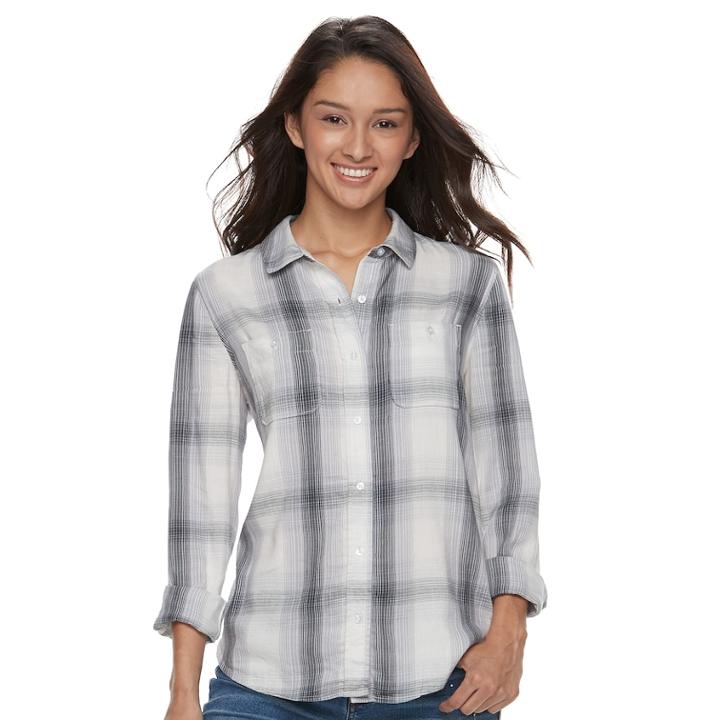 Juniors' Mudd&reg; Plaid Shirt, Teens, Size: Xl, Med Blue