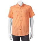 Men's Coleman Classic-fit Textured Plaid Performance Button-down Shirt, Size: Large, Drk Orange