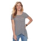 Women's Sonoma Goods For Life&trade; Striped Keyhole Tee, Size: Large, Dark Blue