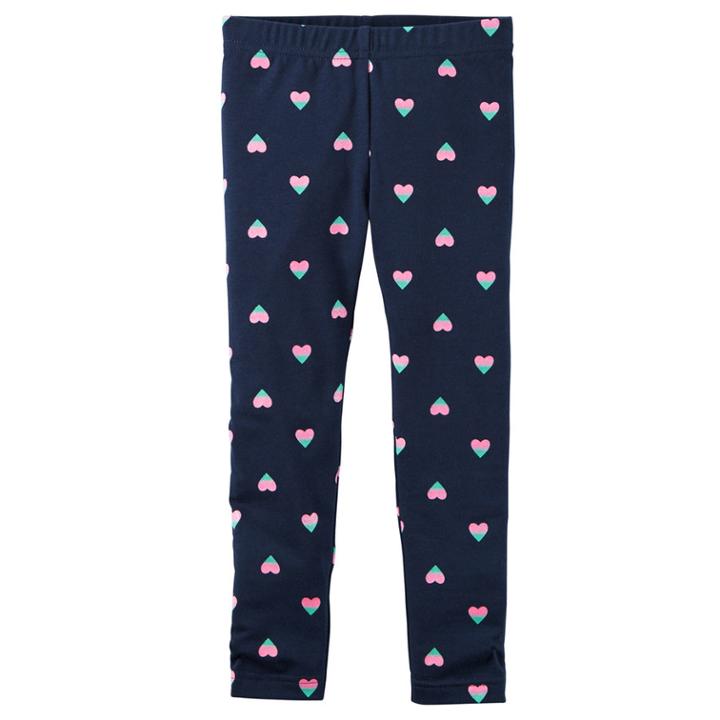 Girls 4-8 Carter's Patterned Full-length Leggings, Size: 7, Navy Print