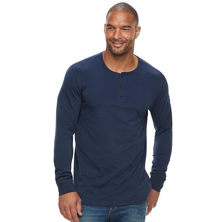 Big & Tall Sonoma Goods For Life&trade; Flexwear Slim-fit Stretch Henley, Men's, Size: L Tall, Blue