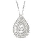 Sterling Silver Dancing Cubic Zirconia Teardrop Pendant Necklace, Women's, Size: 18, White