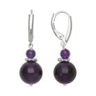 Sterling Silver Amethyst Bead Drop Earrings, Women's, Purple