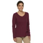 Women's Croft & Barrow&reg; Essential V-neck Top, Size: Xs, Dark Red