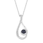 10k White Gold Sapphire & 1/10 Carat T.w. Diamond Drop Pendant Necklace, Women's, Size: 18, Blue