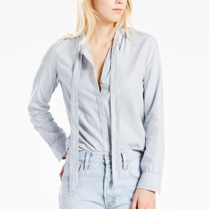 Women's Levi's&reg; Striped Shirt, Size: Medium, Light Blue