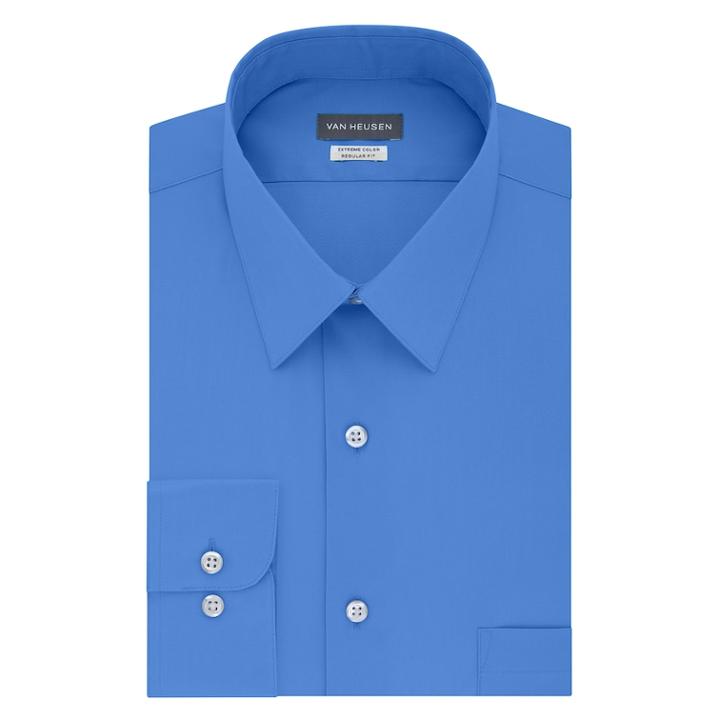 Men's Van Heusen Extreme Color Endurance Regular-fit Dress Shirt, Size: L-34/35, Med Blue