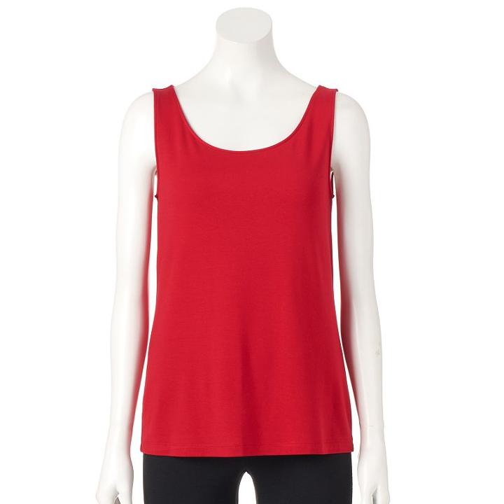 Women's Croft & Barrow&reg; Essential Scoopneck Tank, Size: Small, Med Red