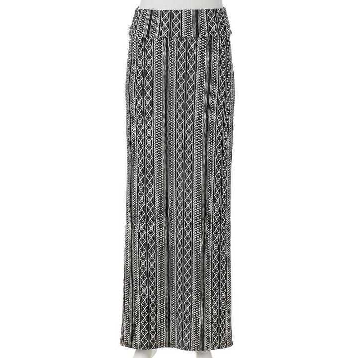 Juniors' Joe B Print Fold-over Maxi Skirt, Girl's, Size: Large, Oxford