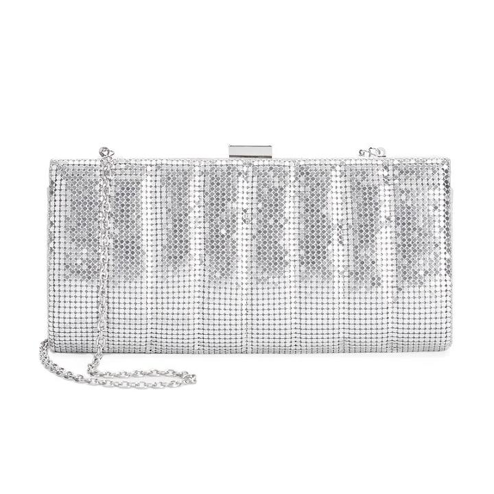 Gunne Sax Bailey Quilted Mesh Frame Clutch, Women's, Grey