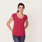 Women's Lc Lauren Conrad Swiss Dot Top, Size: Small, Med Red
