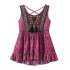 Girls 7-16 Knitworks Criss-cross Back Embroidered Tassel Top, Girl's, Size: Medium, Dark Red