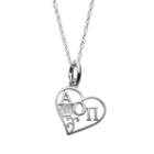 Logoart Sterling Silver Alpha Omicron Pi Sorority Heart Pendant Necklace, Women's, Size: 18, Grey
