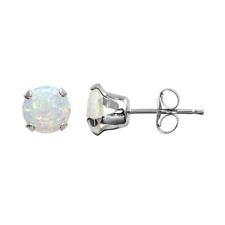 10k White Gold Lab-created Opal Stud Earrings, Women's