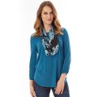 Women's Apt. 9&reg; Ruched Tee & Scarf Set, Size: Xl, Blue (teal)