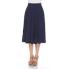 Women's White Mark Solid Midi Skirt, Size: Large, Blue (navy)