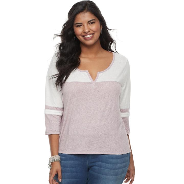 Juniors' Plus Size So&reg; Varsity Tee, Teens, Size: 2xl, Lt Purple