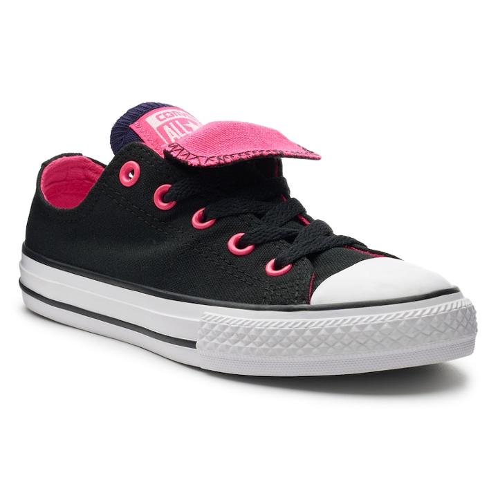 Girls' Converse Chuck Taylor All Star Double Tongue Accent Sneakers, Size: 2, Black
