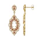 14k Gold Over Silver Cubic Zirconia Scalloped Drop Earrings, Women's, Brown