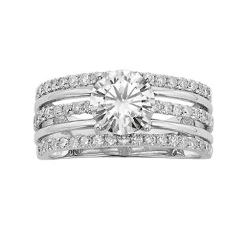 Forever Brilliant Lab-created Moissanite Multirow Engagement Ring In 14k White Gold (1 3/4 Carat T.w.), Women's, Size: 5