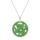 Pearlustre By Imperial Sterling Silver Jade Circle Pendant, Women's, Size: 18, Green