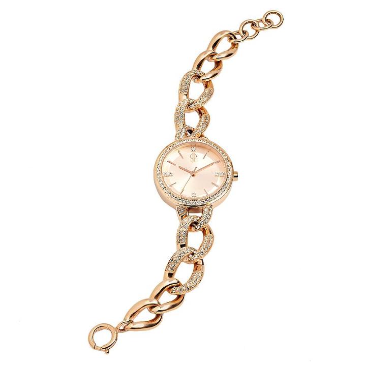 Jennifer Lopez Women's Crystal Stainless Steel Watch, Light Pink