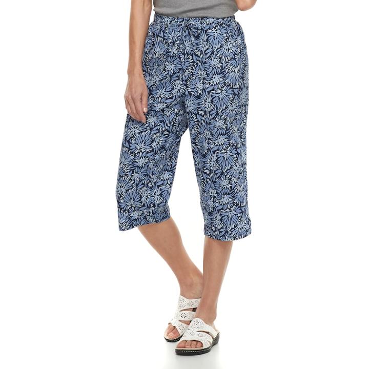 Women's Gloria Vanderbilt Marjorie Printed Sheeting Capris, Size: Small, Blue (navy)